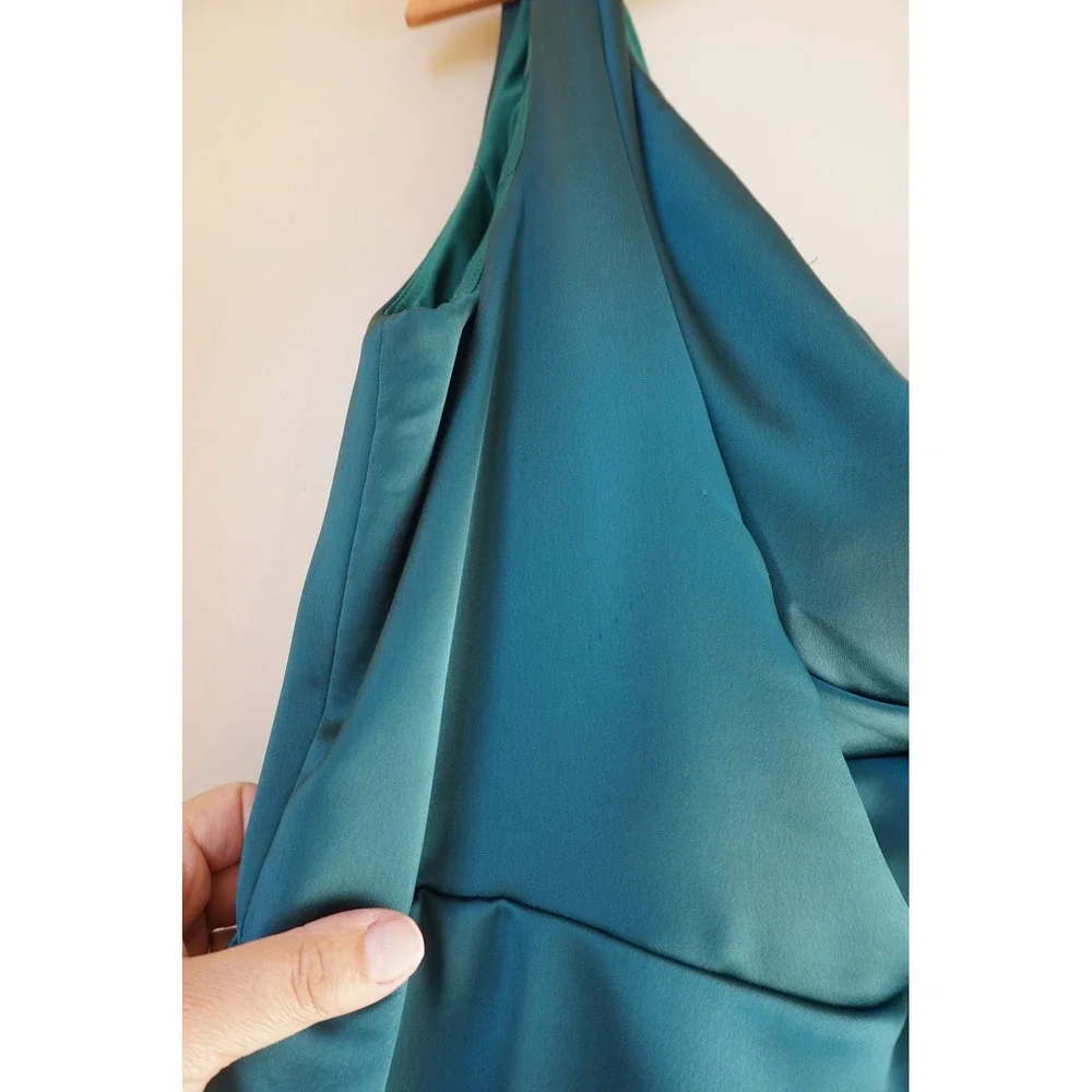 Mori Lee One Shoulder Slit Skirt Bridesmaid Dress Ruched Maxi Dress Slit size 10
